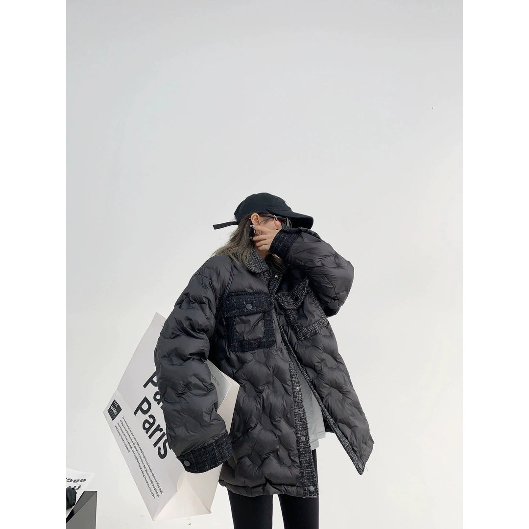 Embroidered Back Quilted Puffer Coat