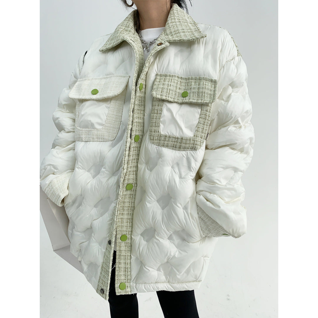 Embroidered Back Quilted Puffer Coat