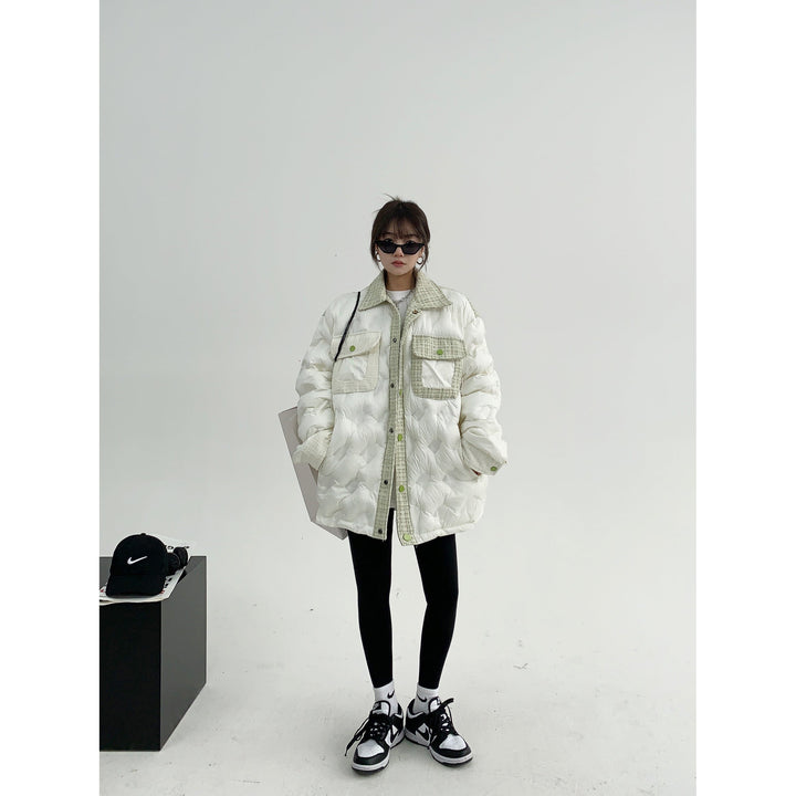 Embroidered Back Quilted Puffer Coat