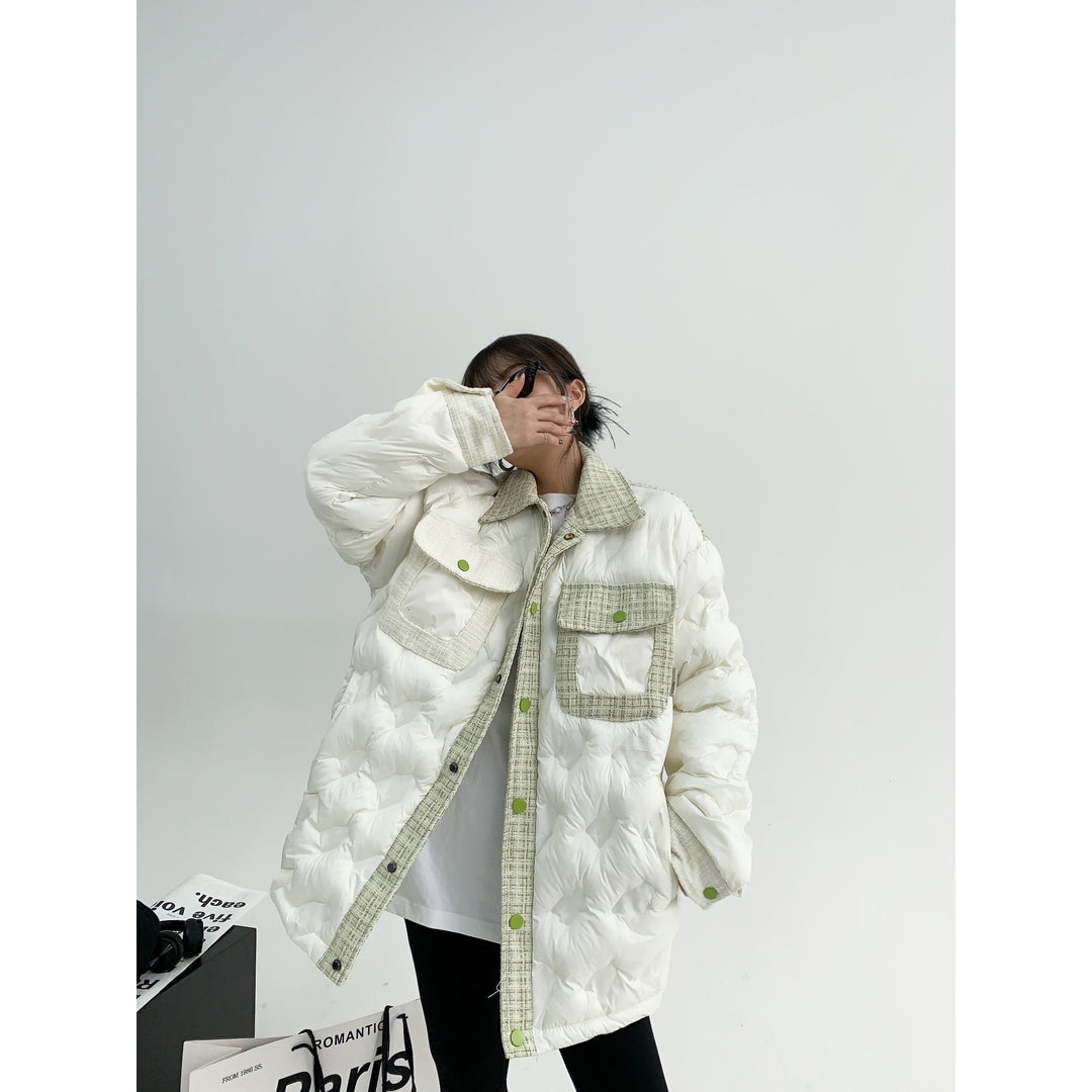 Embroidered Back Quilted Puffer Coat