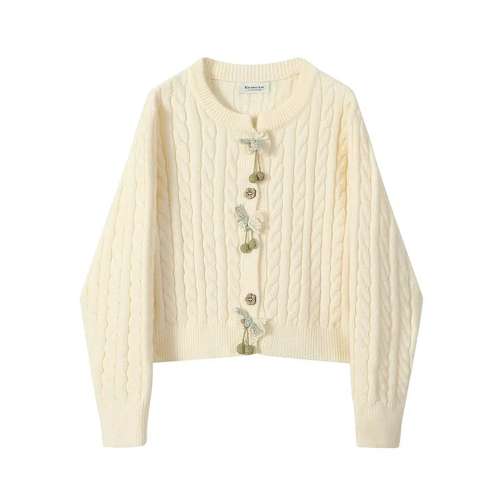 Floral Accents Embroidered Knit Cardigan