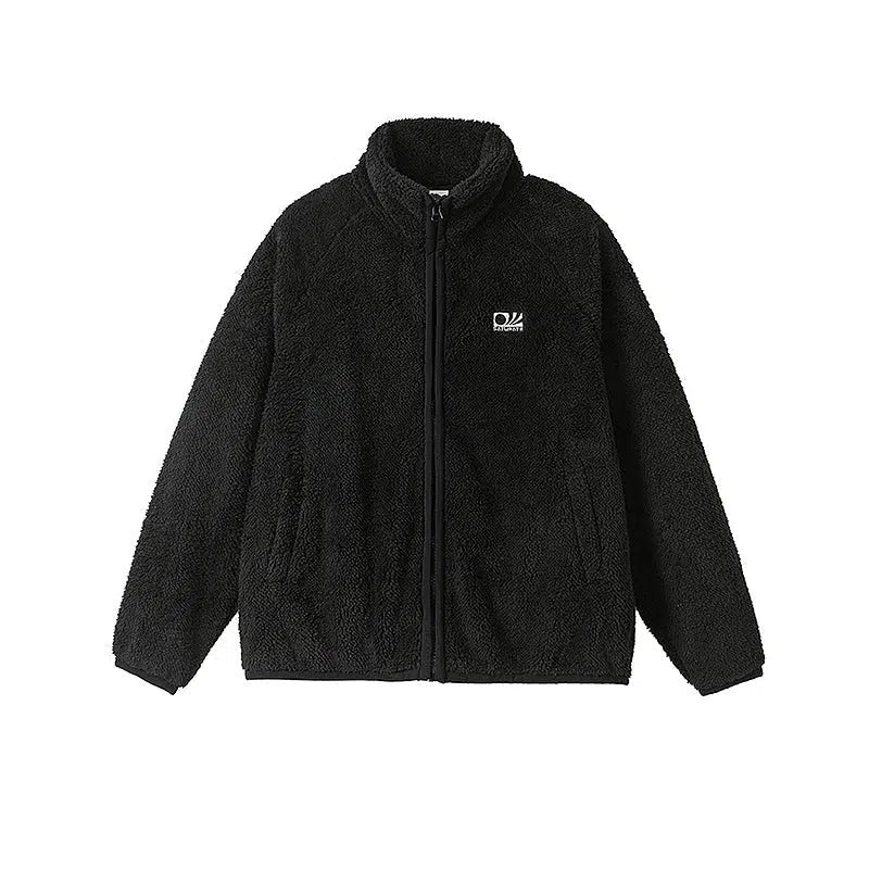 Embroidered Logo Fleece Zip-Up Jacket