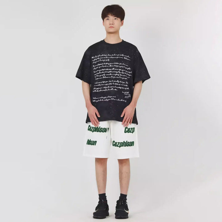 Embroidered Logo Printed Shorts