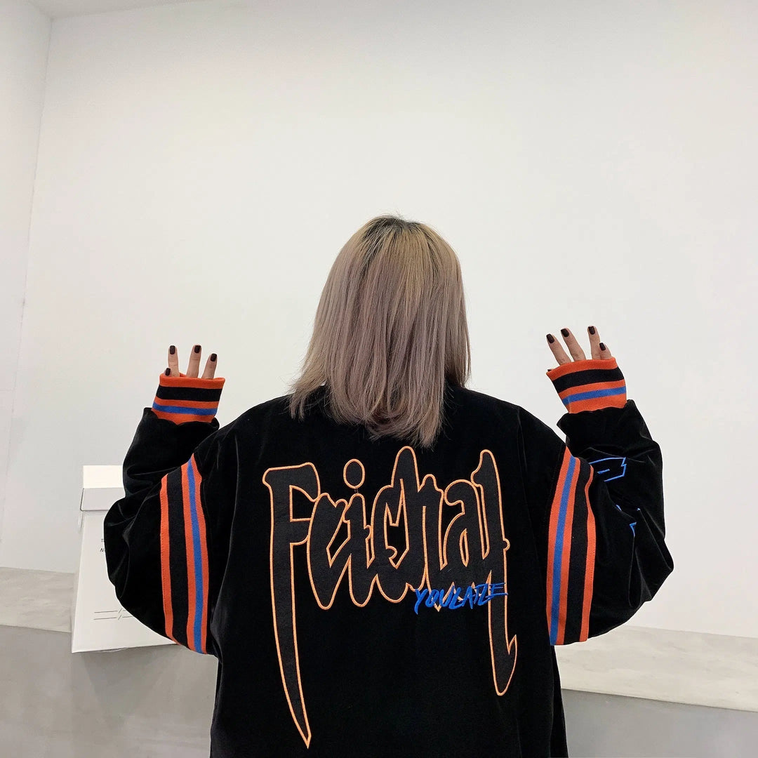 Embroidered Logo Retro Bomber Jacket