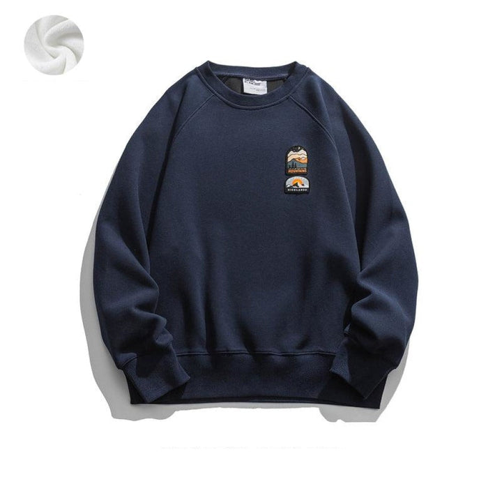 Embroidered Logo Round Neck Pullover Sweatshirt