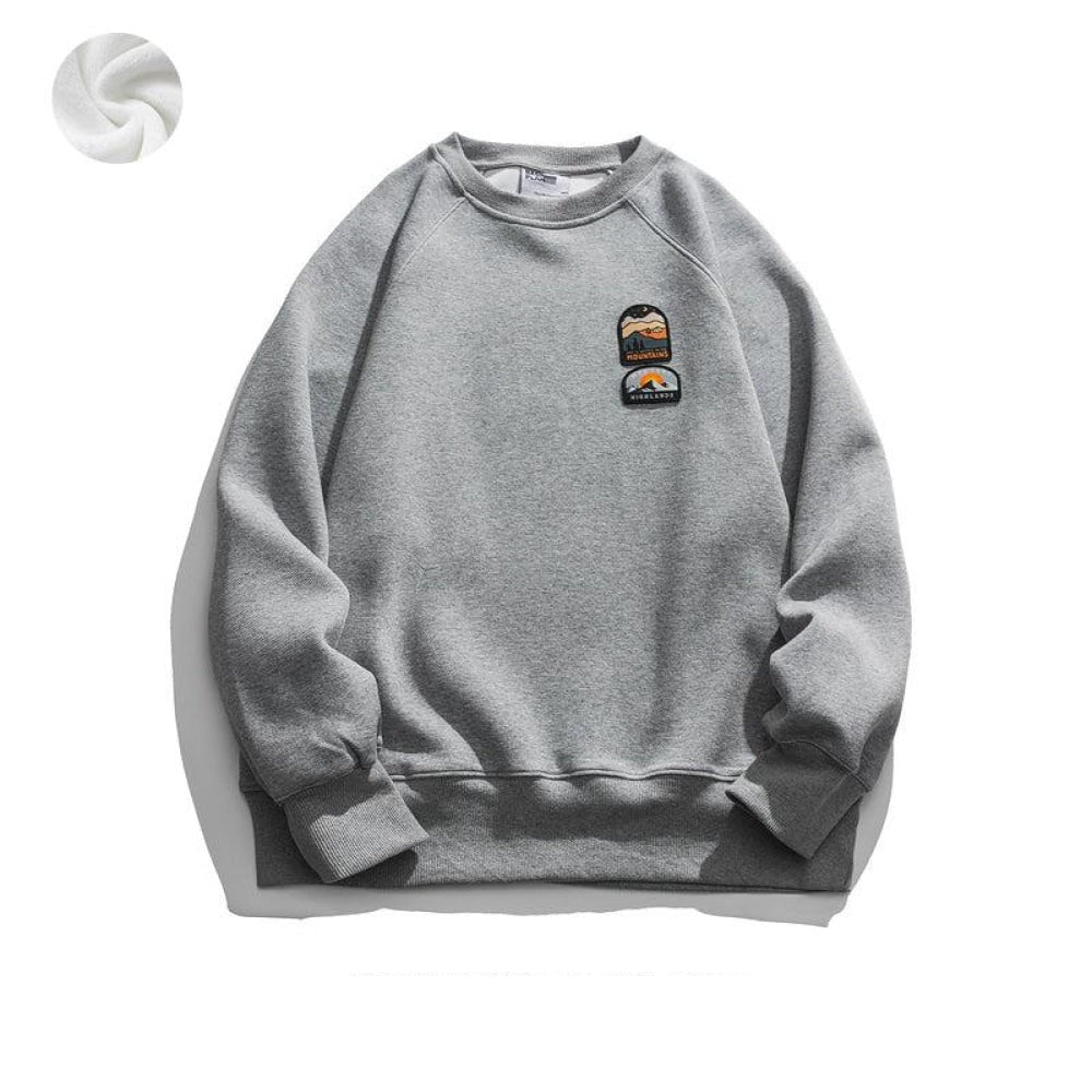 Embroidered Logo Round Neck Pullover Sweatshirt