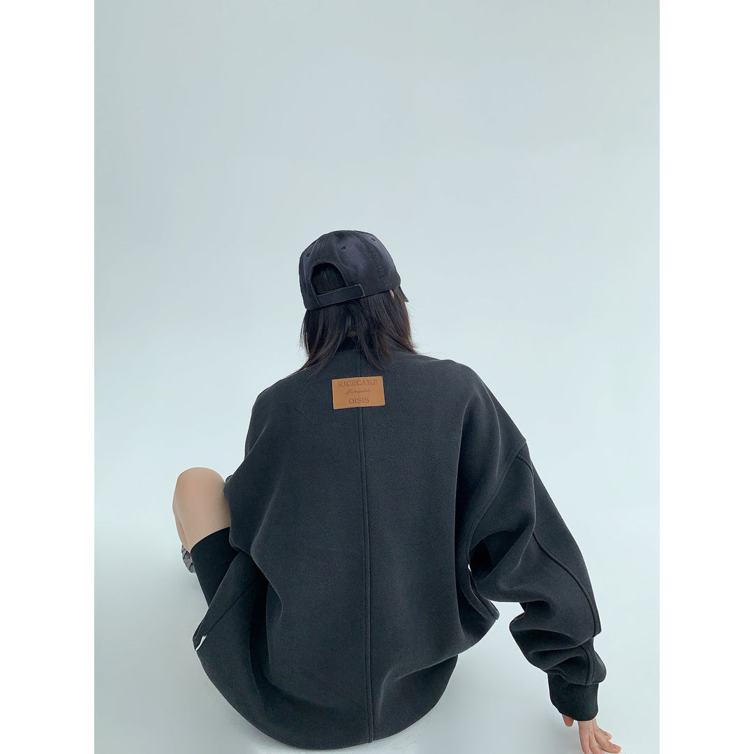 Embroidered Patch Oversized Sweatshirt