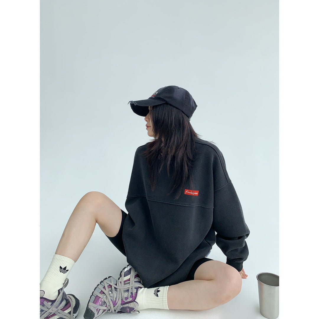 Embroidered Patch Oversized Sweatshirt