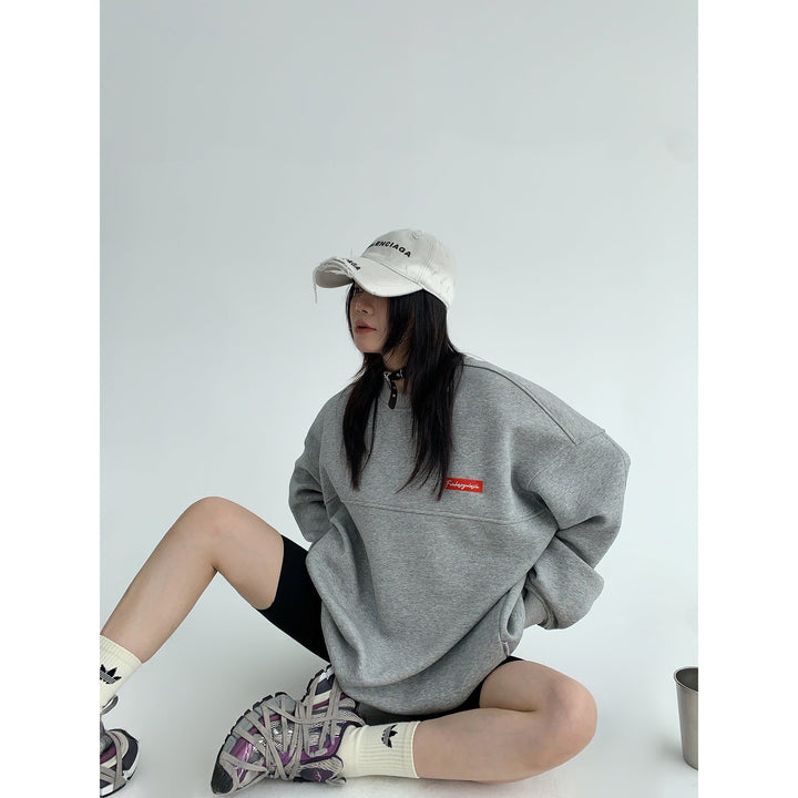 Embroidered Patch Oversized Sweatshirt