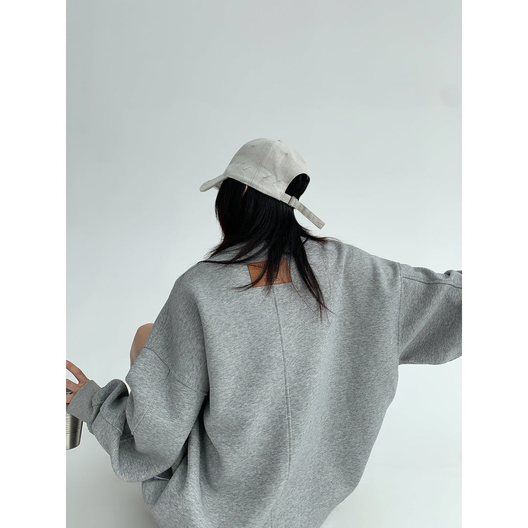 Embroidered Patch Oversized Sweatshirt