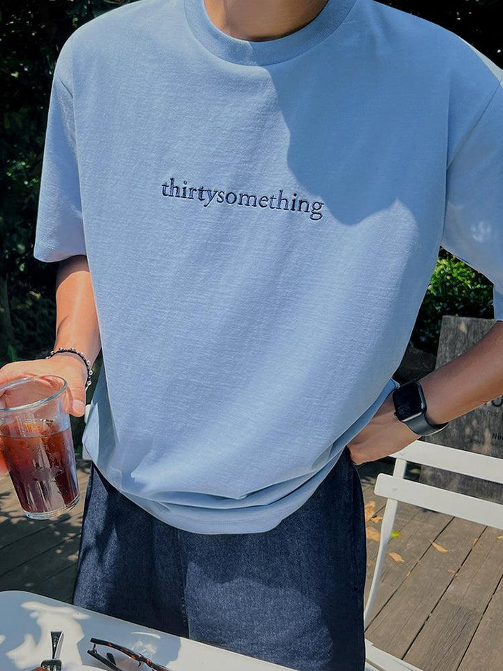 Embroidered Text Crewneck T-shirt