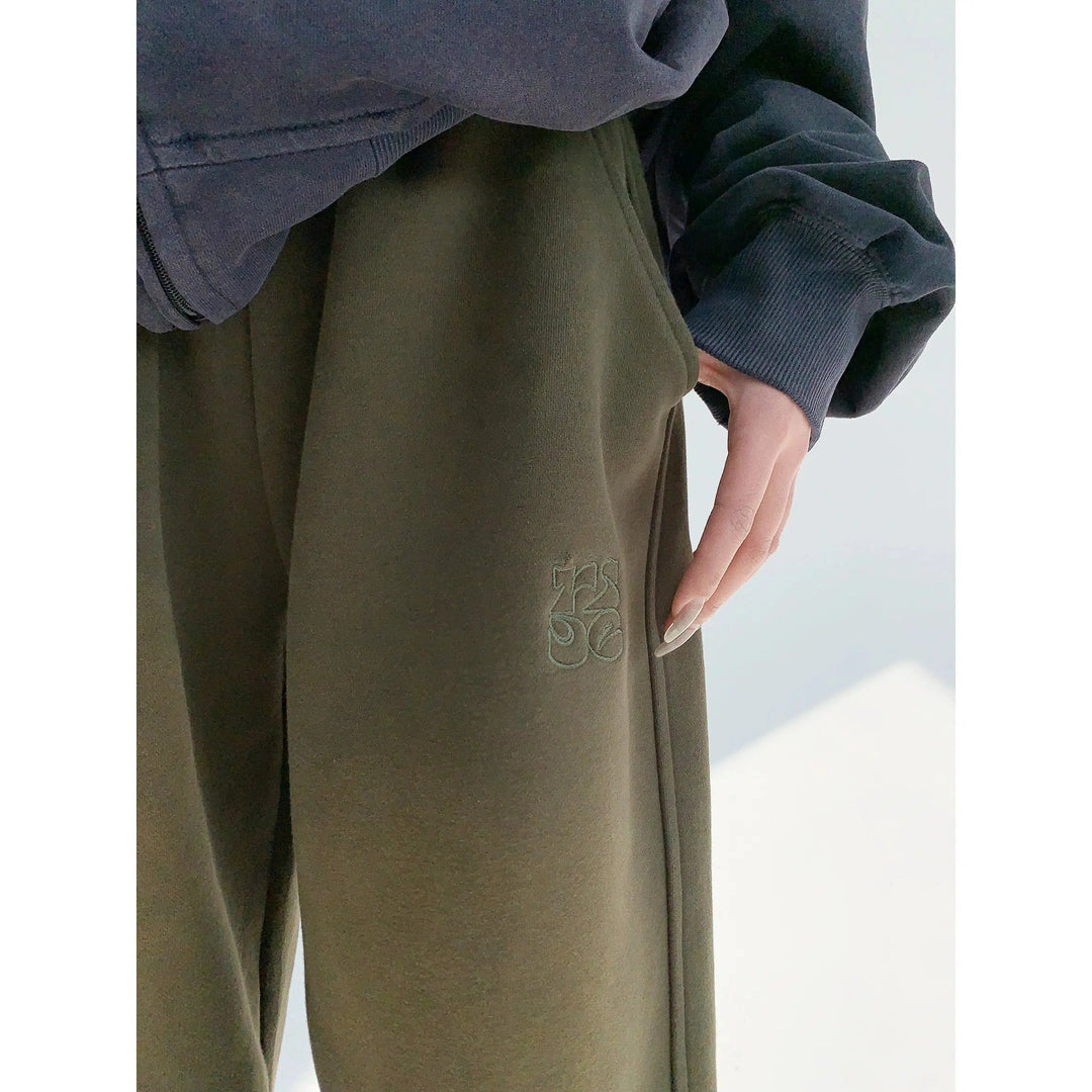 Embroidered Wide-Leg Sport Pants