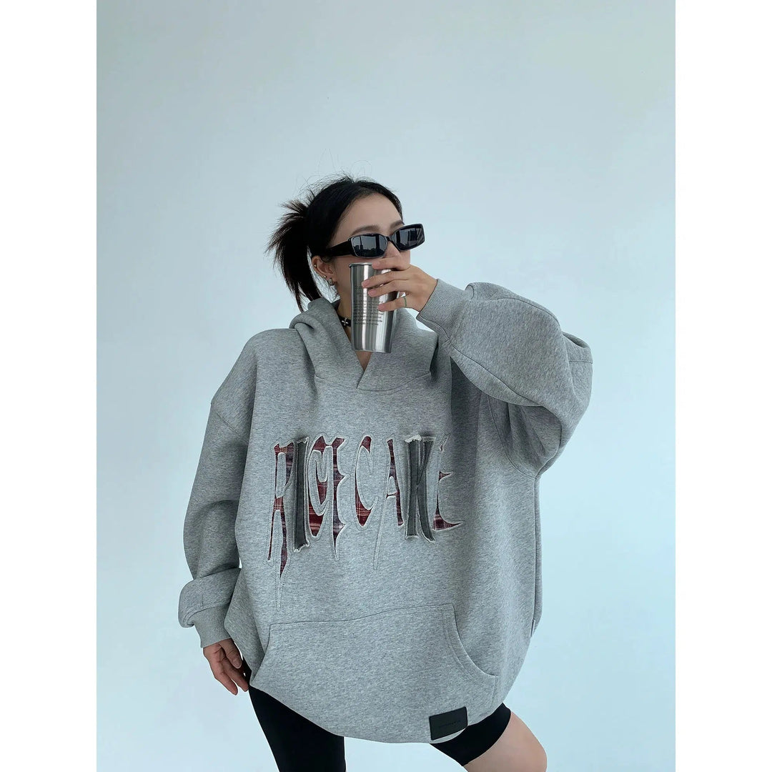 Embroidery Oversized Graphic Hoodie