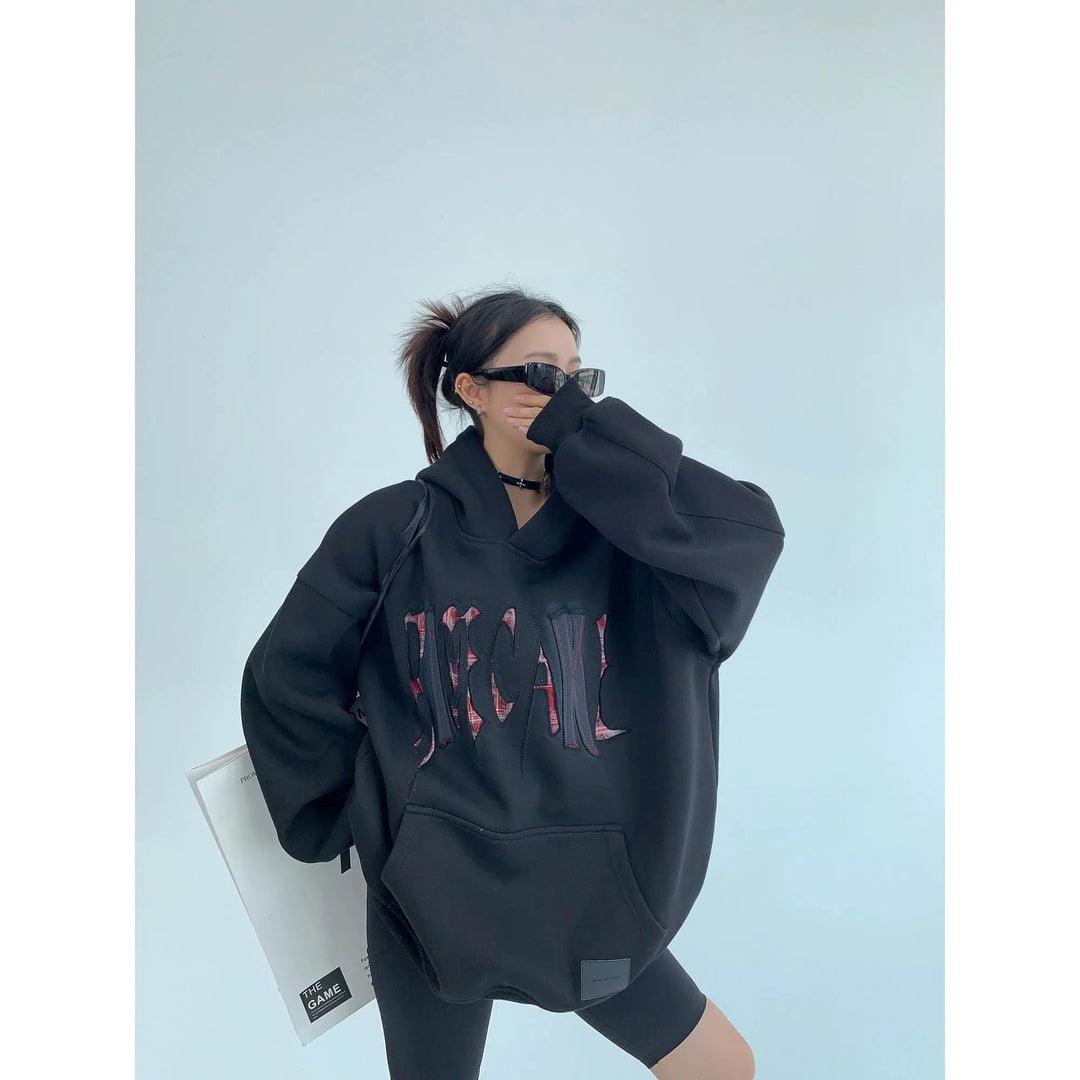 Embroidery Oversized Graphic Hoodie