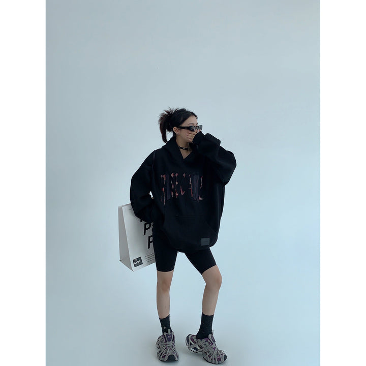 Embroidery Oversized Graphic Hoodie