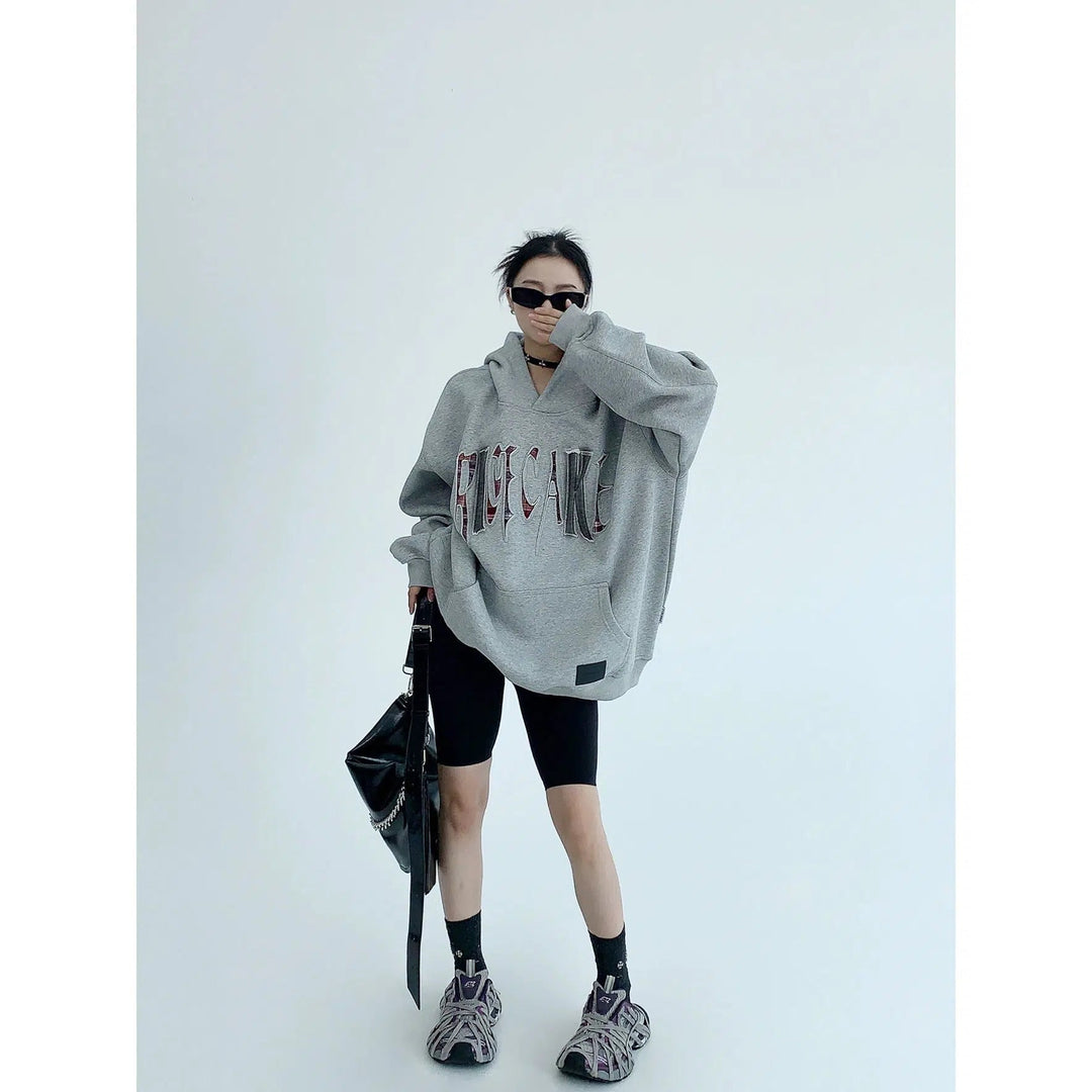 Embroidery Oversized Graphic Hoodie