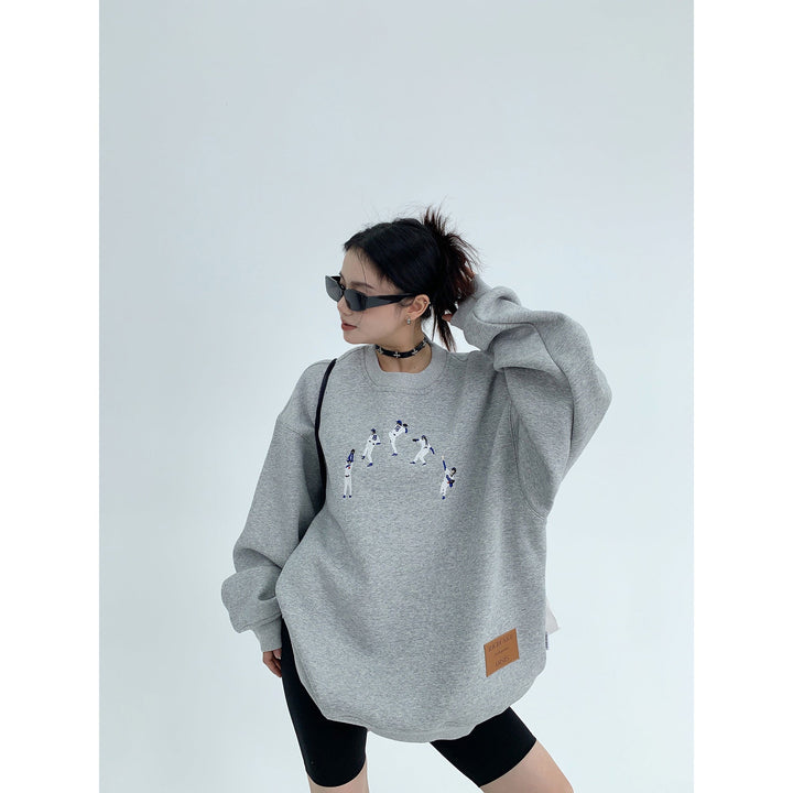 Embroidery Oversized Graphic Sweatshirt