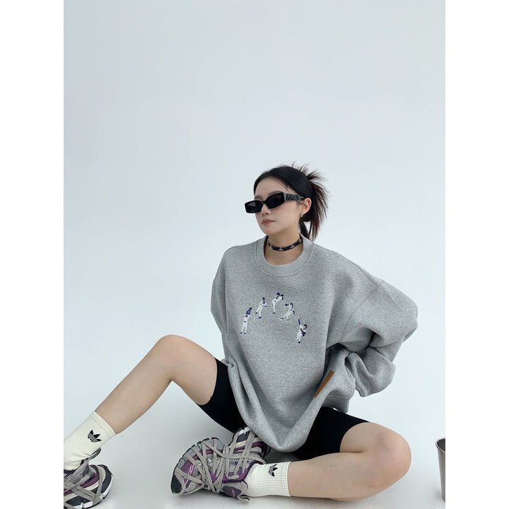 Embroidery Oversized Graphic Sweatshirt