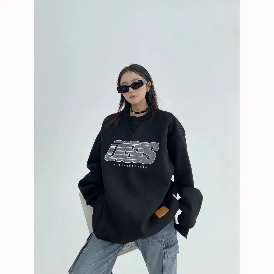 Embroidery Oversized Graphic Sweatshirt