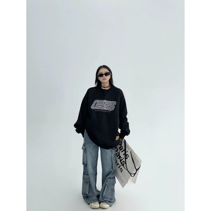 Embroidery Oversized Graphic Sweatshirt