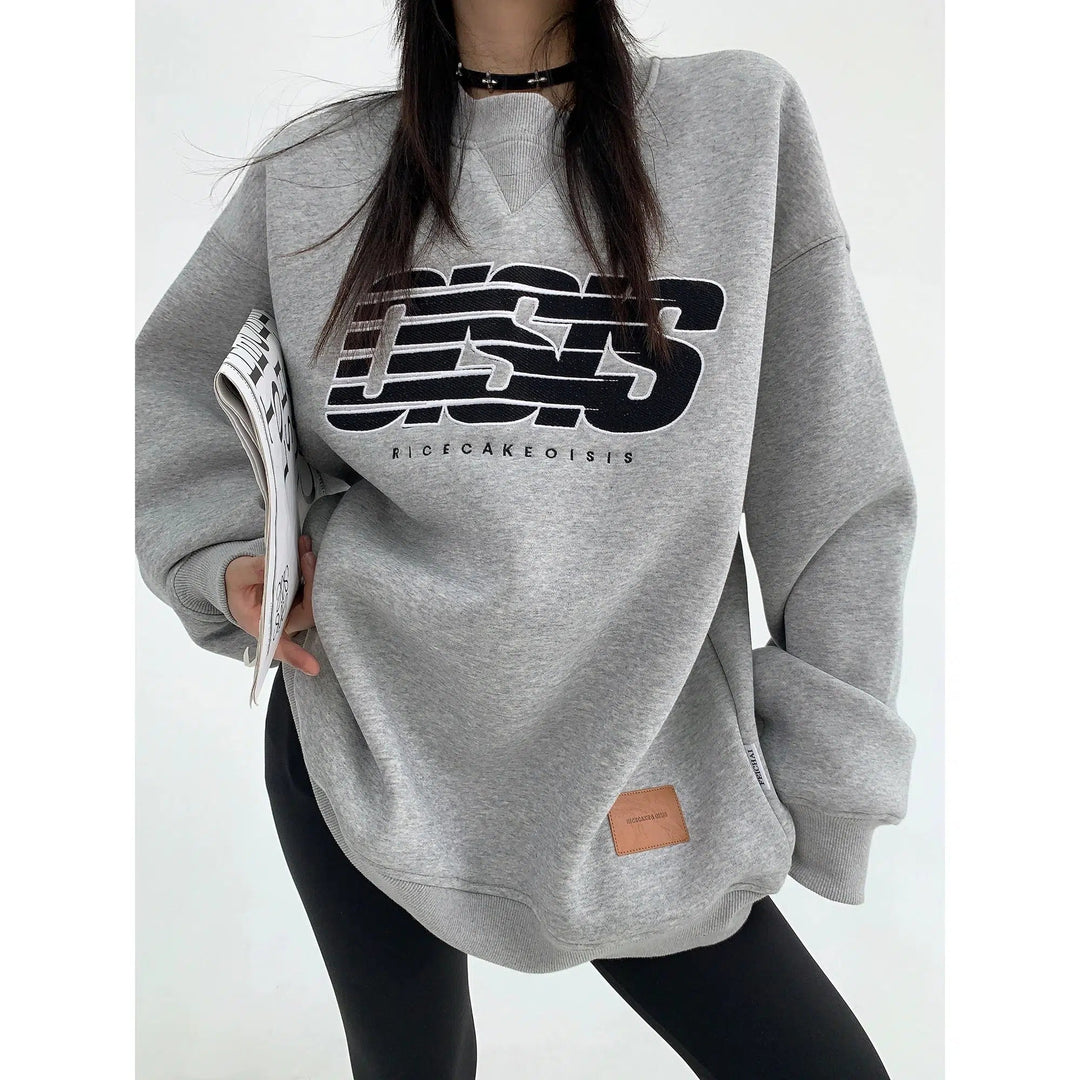 Embroidery Oversized Graphic Sweatshirt