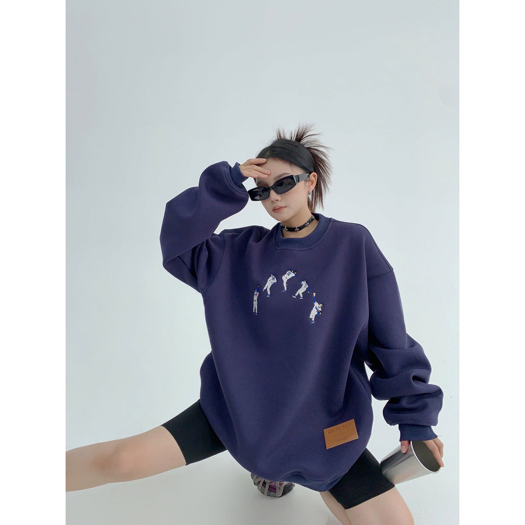 Embroidery Oversized Graphic Sweatshirt