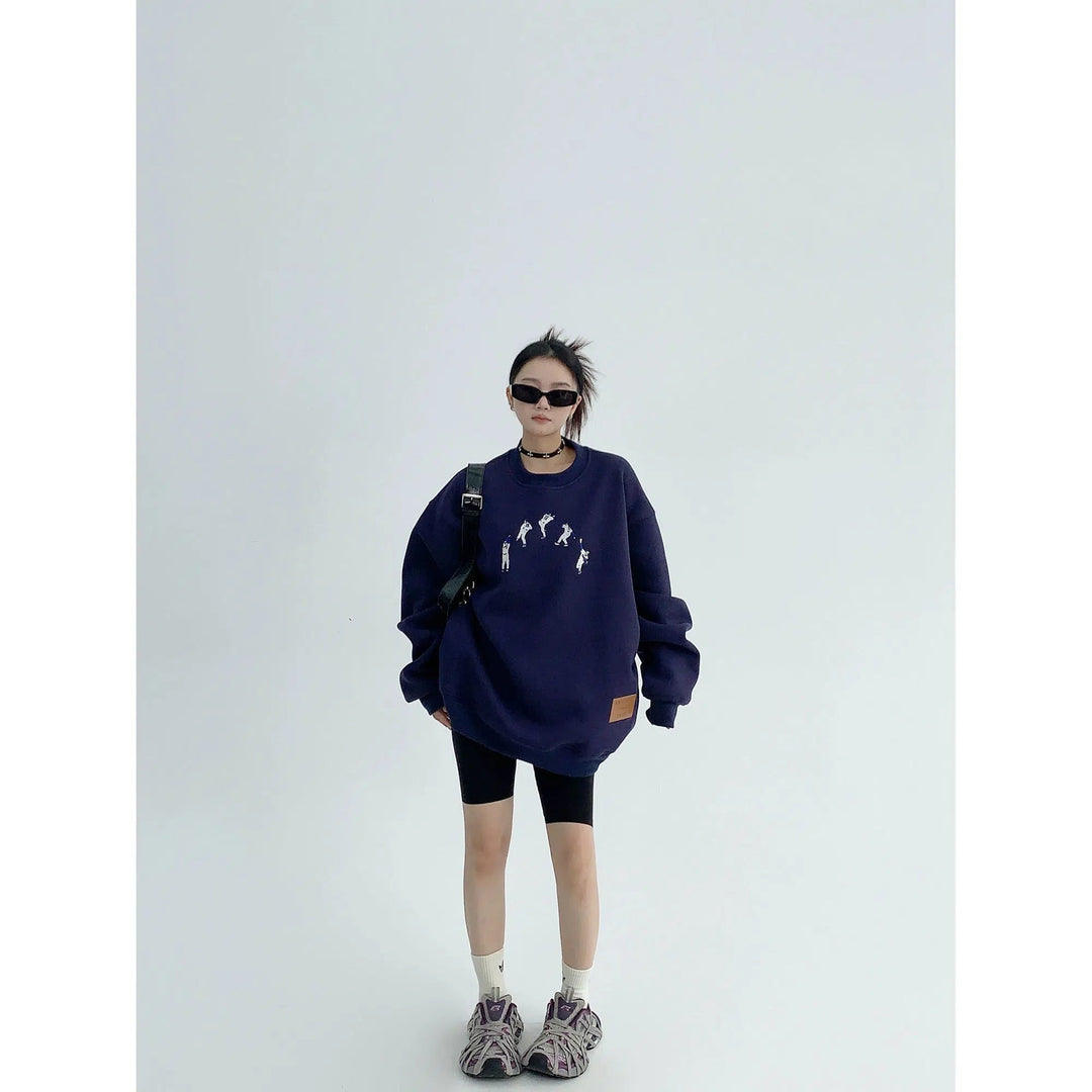 Embroidery Oversized Graphic Sweatshirt