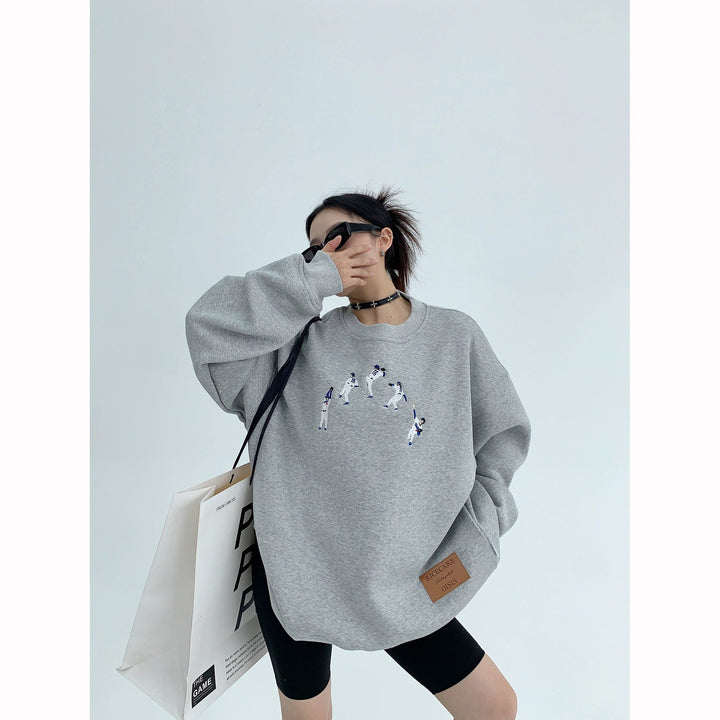 Embroidery Oversized Graphic Sweatshirt