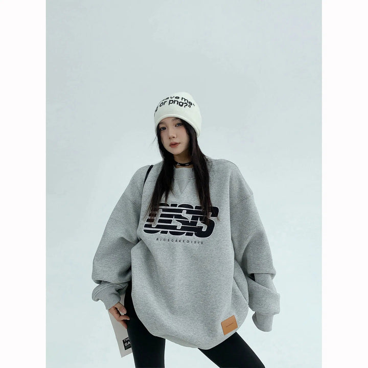 Embroidery Oversized Graphic Sweatshirt