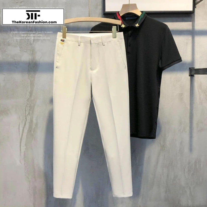 Embroidery Slim Casual Suit Pants