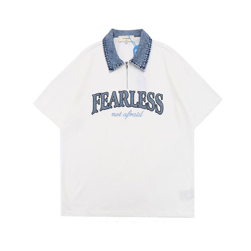 "FEARLESS" Print Polo Shirt