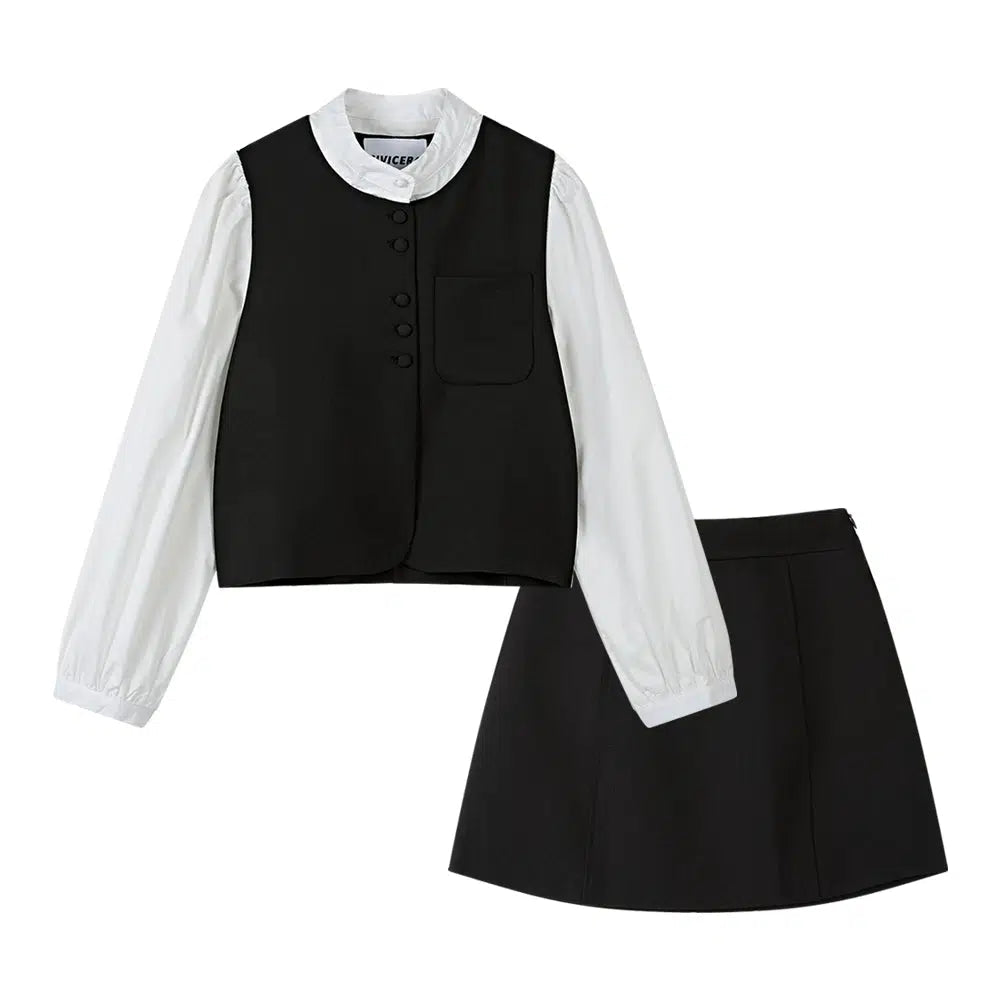 Fashion Suit with Vest and Skirt Set