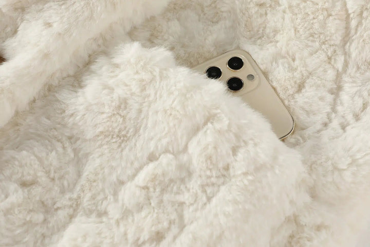 Plush Fur Button-Up Coat