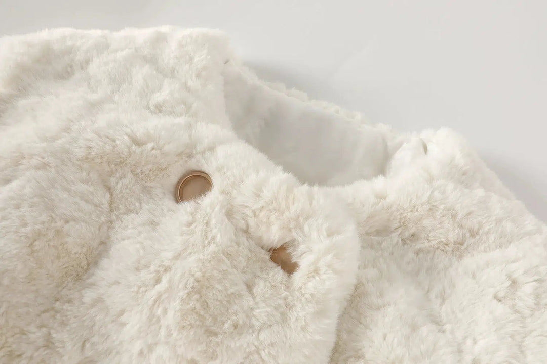 Plush Fur Button-Up Coat