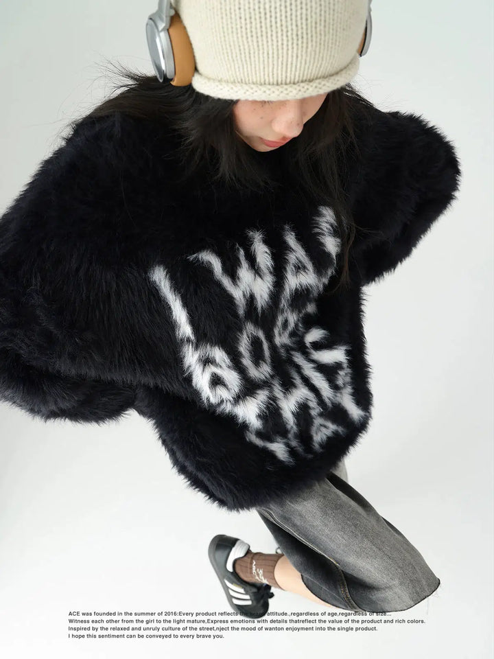 Faux Fur Graphic Sweatshirt