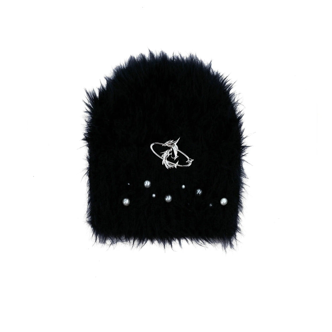 Faux Fur Hat with Pearls