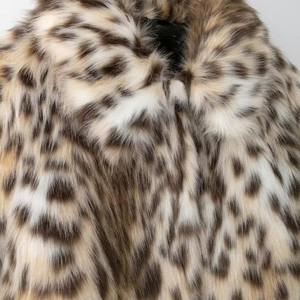 Faux Fur Leopard Print Coat