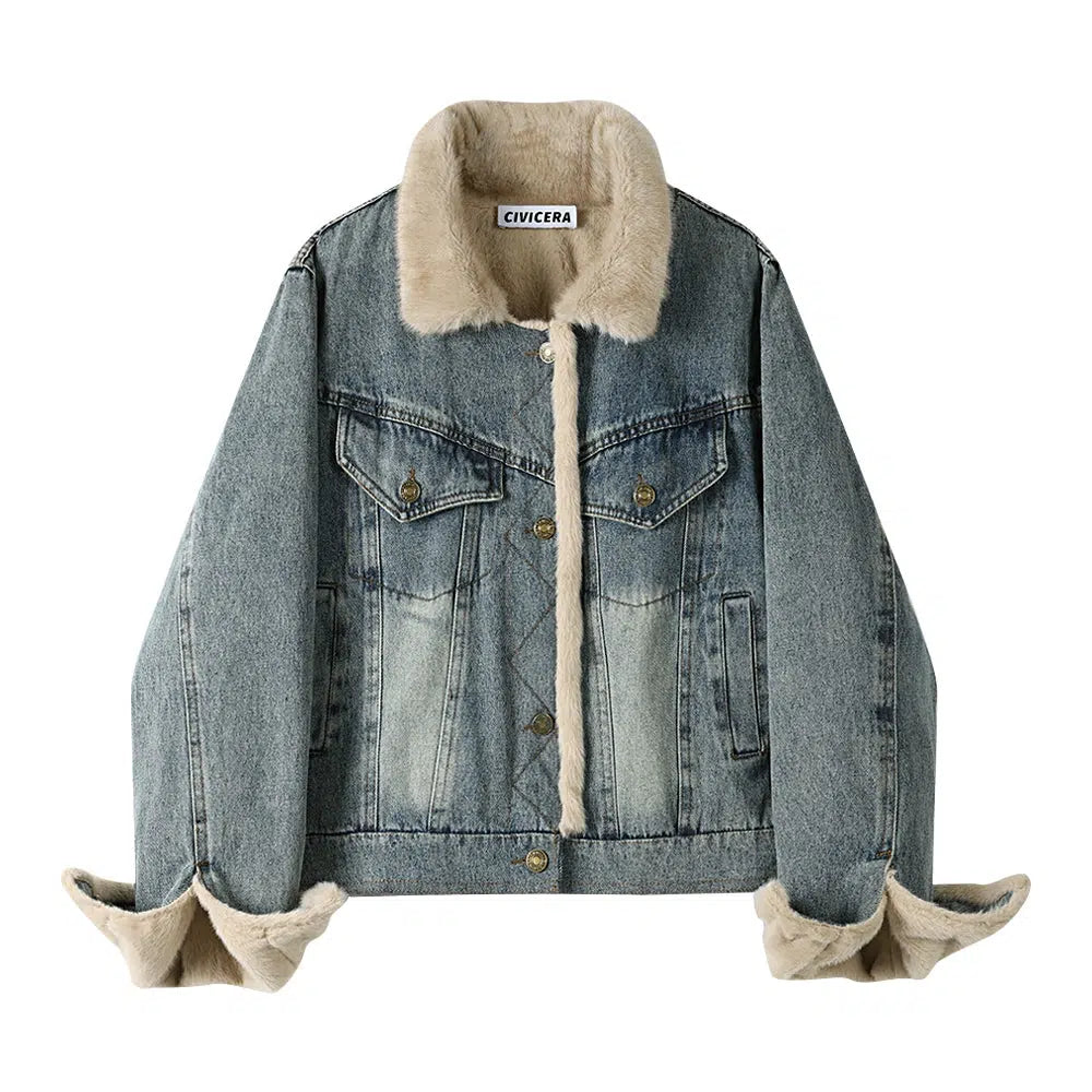 Faux Fur Lined Denim Jacket