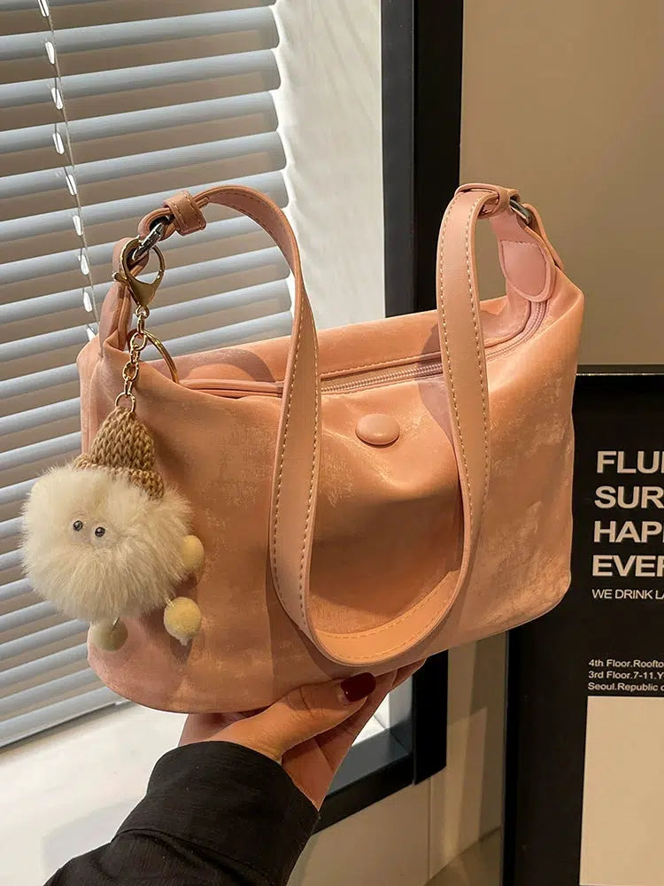 Faux Fur Pom-Pom Shoulder Bag