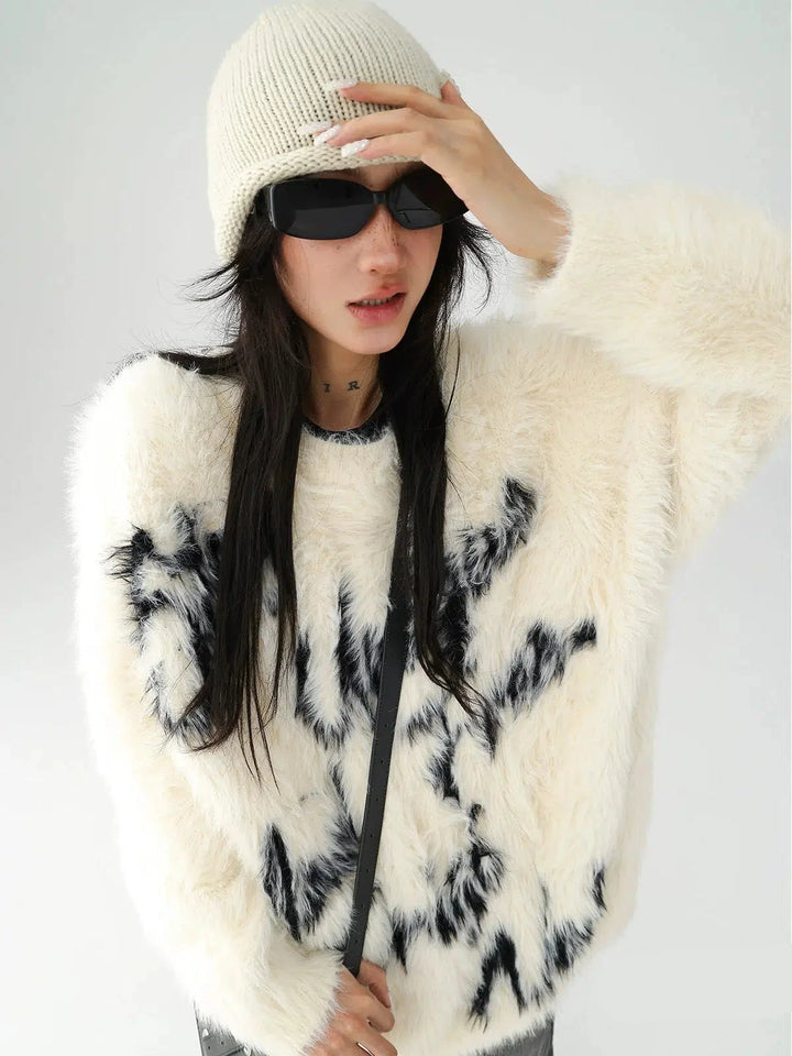 Faux Fur Print Sweatshirt