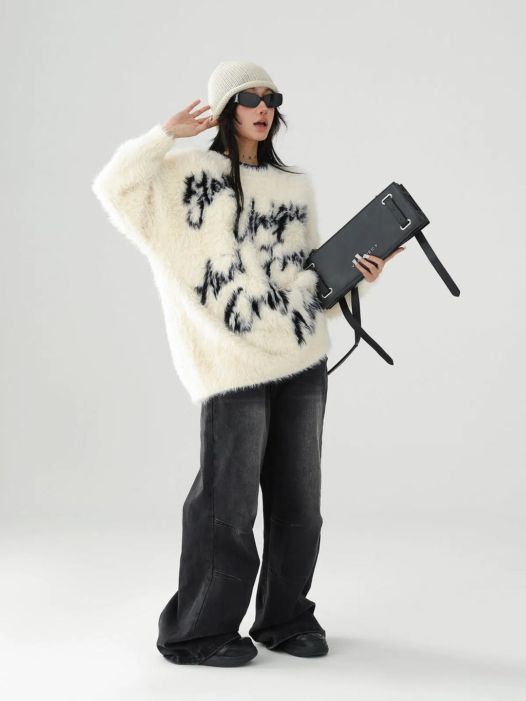 Faux Fur Print Sweatshirt