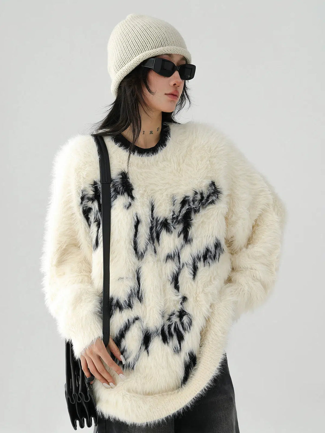 Faux Fur Print Sweatshirt