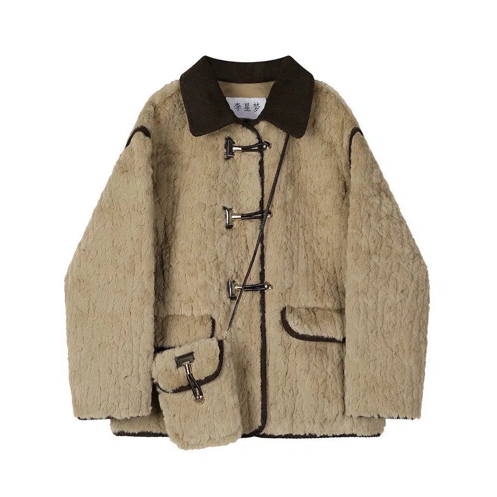 Faux Fur Toggle Closure Coat