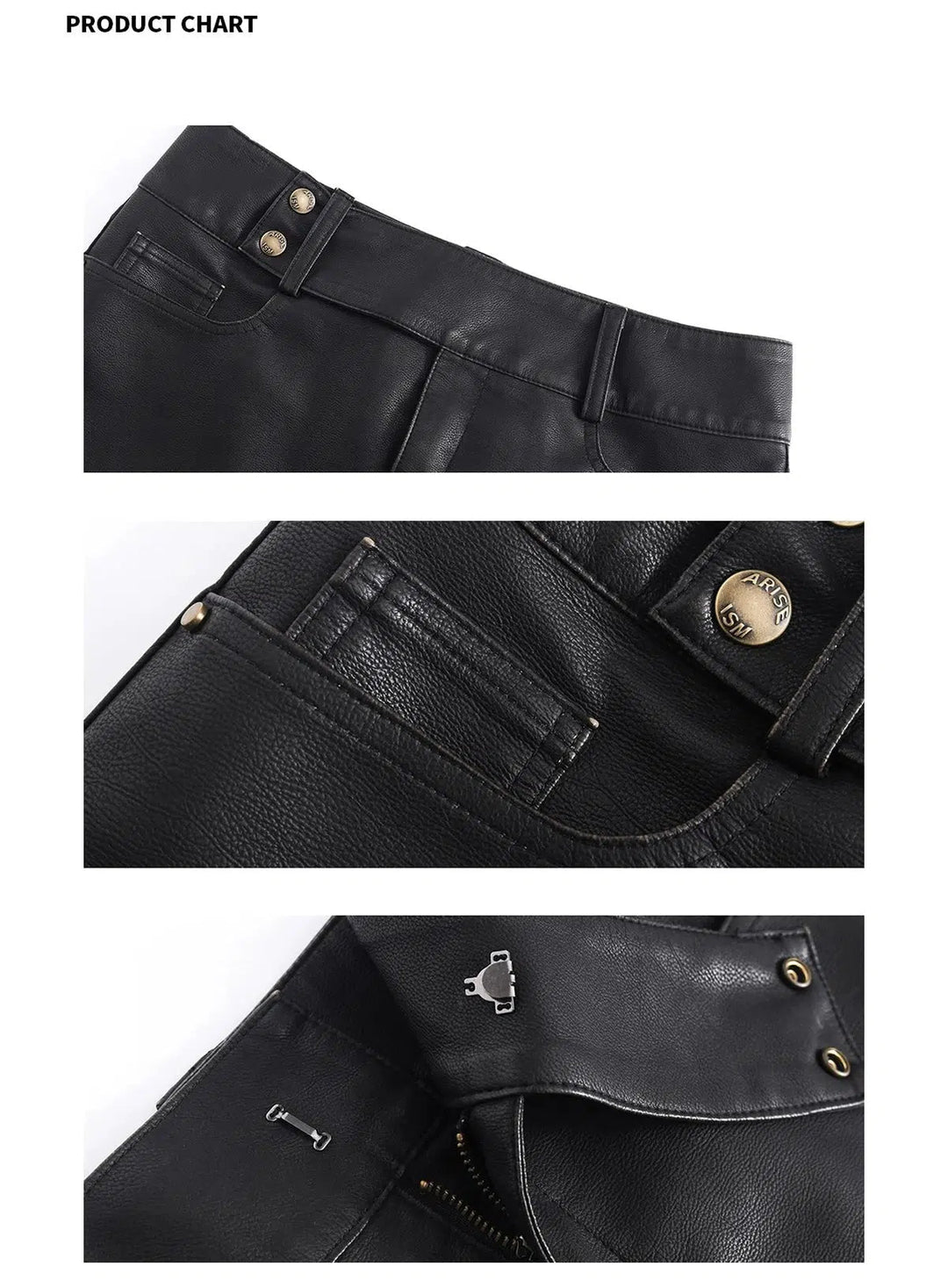 Faux Leather Mini Skirt with Button Detail and Front Pockets