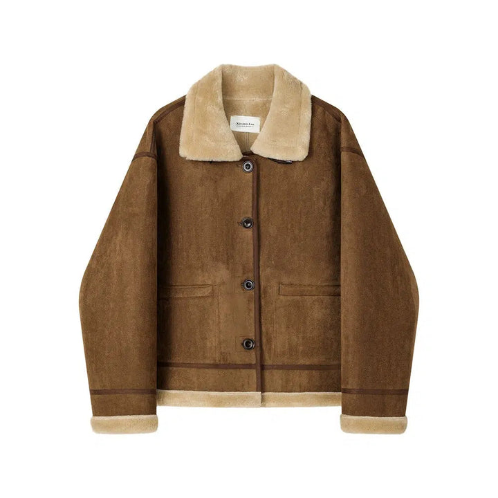 Faux Shearling Button-Up Jacket