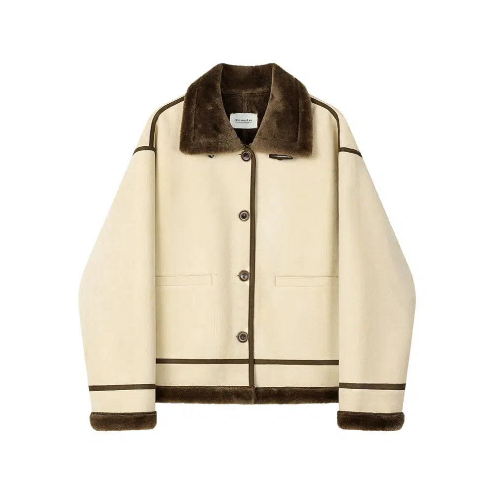 Faux Shearling Button-Up Jacket