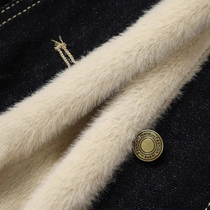 Faux Shearling Lined Denim Coat