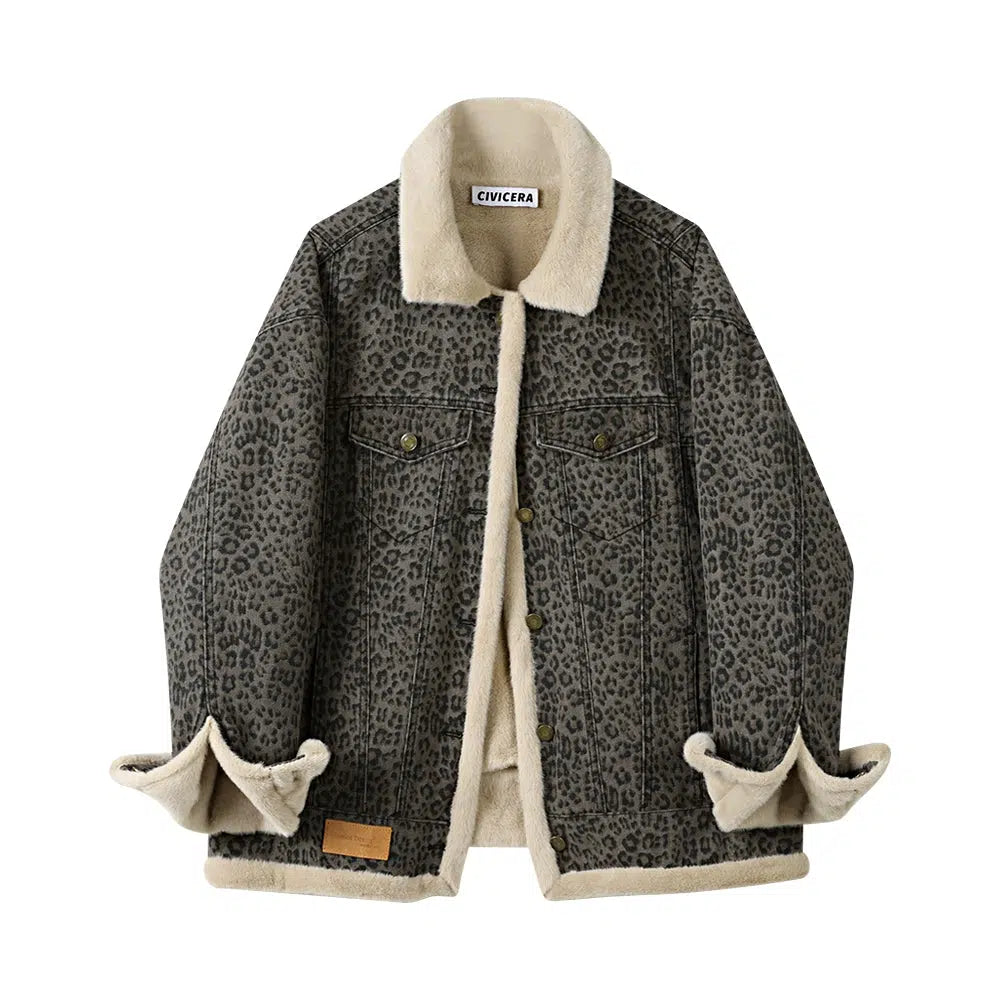 Faux Shearling Lined Denim Coat