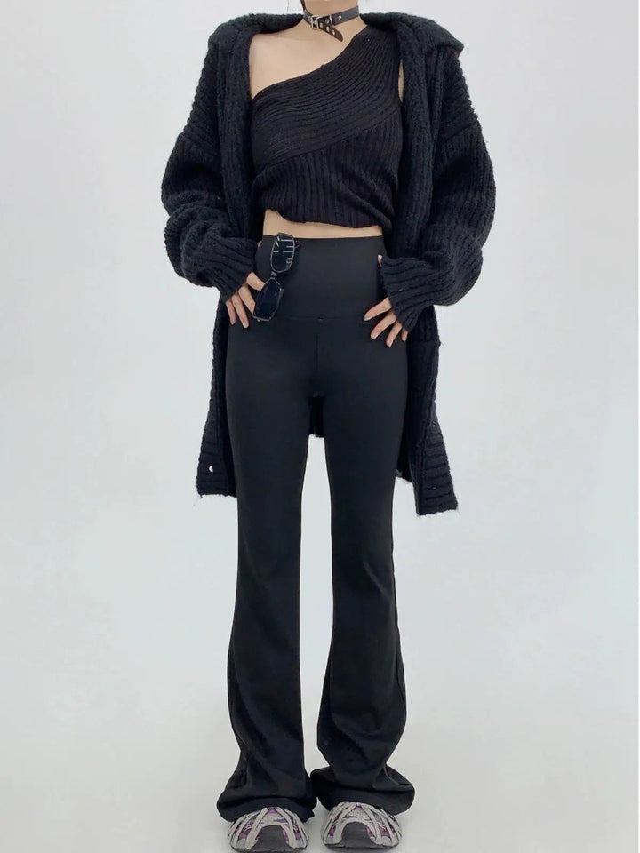 Flared High-Waist Casual Pants