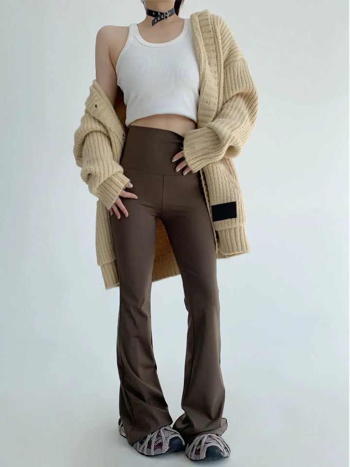 Flared High-Waist Casual Pants